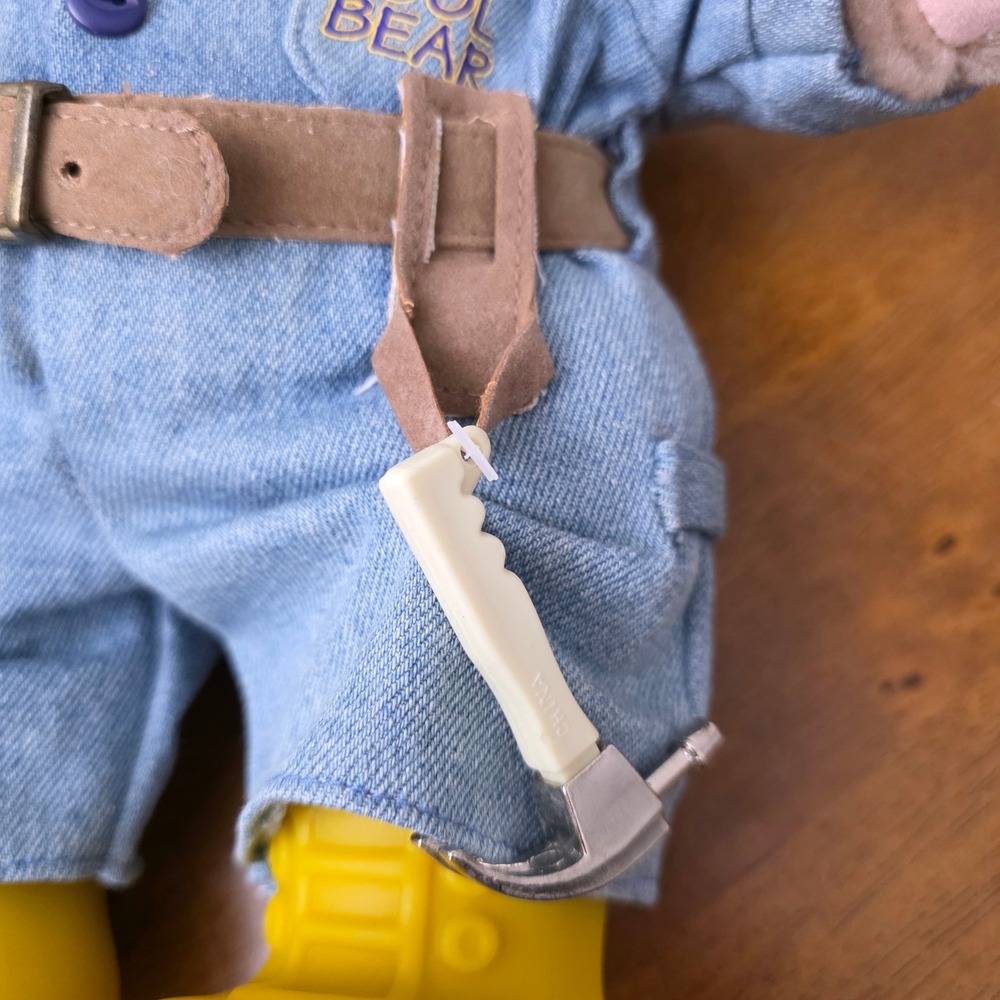 1990 Tim Allen Signature Tools Plush "Tool Bear" Toy with Outfit and Accessories - Picture 3 of 11